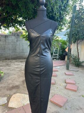 Juniors Faux-leather Midi dress